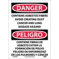 National Marker Co Bilingual Vinyl Sign - Danger Contains Asbestos Fibers Avoid Creating Dust ESD640PB
